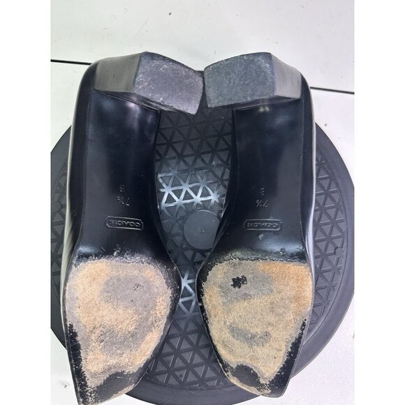 COACH 90s Vintage Womens 7.5 B Made in Italy 2.5” Block Heels Black Leather Y2K - Picture 8 of 10